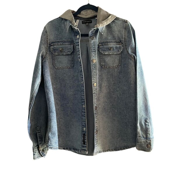 Boys XL Silver Jeans Co Removable hooded buton up Denim Jacket - Picture 1 of 8